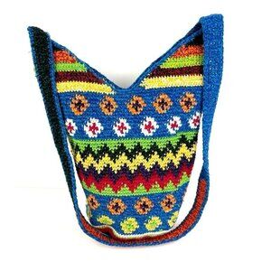 Bamboo Trading Company Boho Handbag Colorful Hippie Festival Bucket Bag Purse
